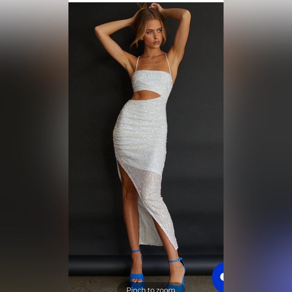 Selfie Leslie Midi White Sequin Dress